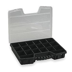 Westward Adjustable Compartment Box, Black, 2-7/16"H x 12"L x 15-1/3"W, 1EA