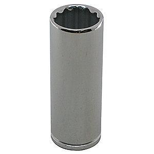 Westward 11/32" Alloy Steel Socket with 3/8" Drive Size and Chrome Finish