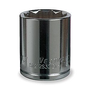 Westward 7mm Steel Socket with 3/8" Drive Size and Chrome Finish