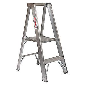 Westward Aluminum Platform Stepladder, 2 ft. Ladder Height, 1 ft. 11" Platform Height, 300 lb.