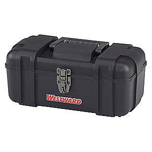 Westward Plastic Portable Tool Box, 6-5/16"H x 14"W x 8"D, 656 cu. in., Black