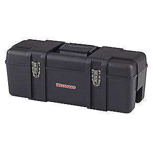 Westward Plastic Portable Tool Box, 9-13/16"H x 26"W x 10"D, 2730 cu. in., Black