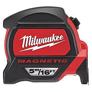 Milwaukee Tool 16 ft./5m Steel SAE/Metric Magnetic Tip Tape Measure, Black/Red