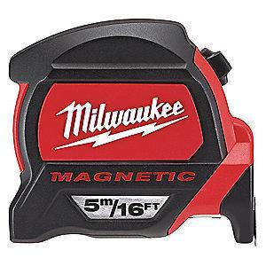 Milwaukee Tool 16 ft./5m Steel SAE/Metric Magnetic Tip Tape Measure, Black/Red