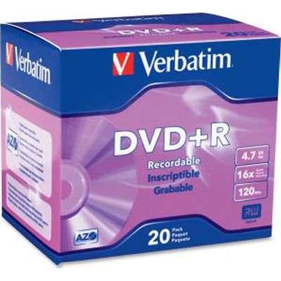 Verbatim DVD+R 4.7GB 16X Verbatim-Branded in Slim Cases *20-Pack*