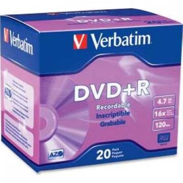 Verbatim DVD+R 4.7GB 16X Verbatim-Branded in Slim Cases *20-Pack*