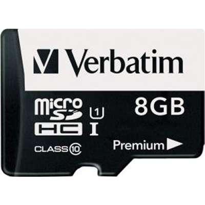 Verbatim 8GB 44081 microSDHC Class 10 Premium Memory Card with Adapter