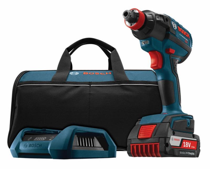 Bosch 18 V EC Brushless 1/4" Hex and 1/2" Square Socket-Ready Impact Driver Wireless Charging Kit