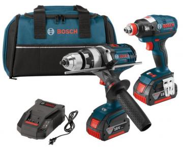 Bosch 18 V 2-Tool Kit with EC Brushless 1/4" and 1/2" Impact Driver & 1/2" Hammer Drill/Driver