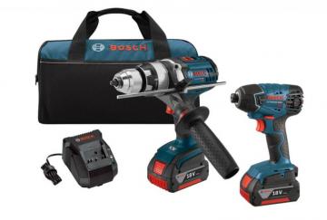 Bosch 18 V Lithium-Ion 2-Tool Combo Kit with 1/2" Hammer Drill/Driver and 1/4" Hex Impact Driver