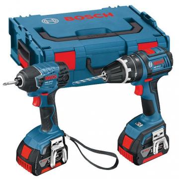 Bosch 18V 4.0Ah Li-Ion Cordless Combi Drill & Impact Driver Twin Pack with L-Boxx