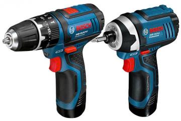 Bosch 10.8V 2.0Ah Li-Ion Cordless Combi Drill & Impact Driver Twin Pack with L-Boxx