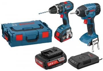 Bosch 18V 2.0Ah Li-Ion Cordless Combi Drill & Impact Driver Twin Pack with L-Boxx