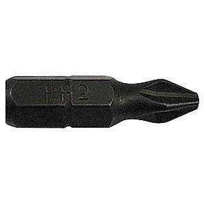 Westward 1" Impact Screwdriver Bit with 1/4" Drive Size and Black Oxide Finish