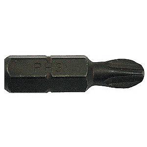 Westward 1-5/16" Impact Screwdriver Bit with 3/8" Drive Size and Black Oxide Finish