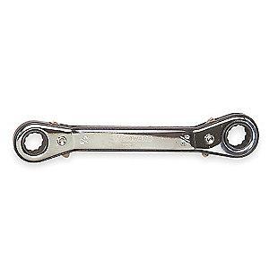 Westward 1/4 x 5/16" Ratcheting Box Wrench, Double Box End, SAE, Number of Points: 12