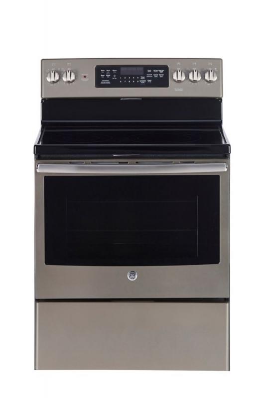 GE 30" 5.0 cu. ft. Electric Range with Self Cleaning True Convection Oven in Slate