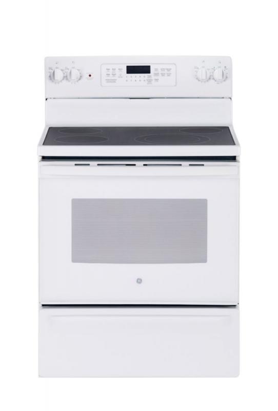 GE 30" 5.0 cu. ft. Electric Range with Self Cleaning/Steam Clean True Convection Oven in White
