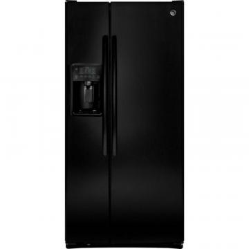 GE 23.1 cu. ft. Side-by-Side Refrigerator with Dispenser LED Lights and Ice Maker in Black