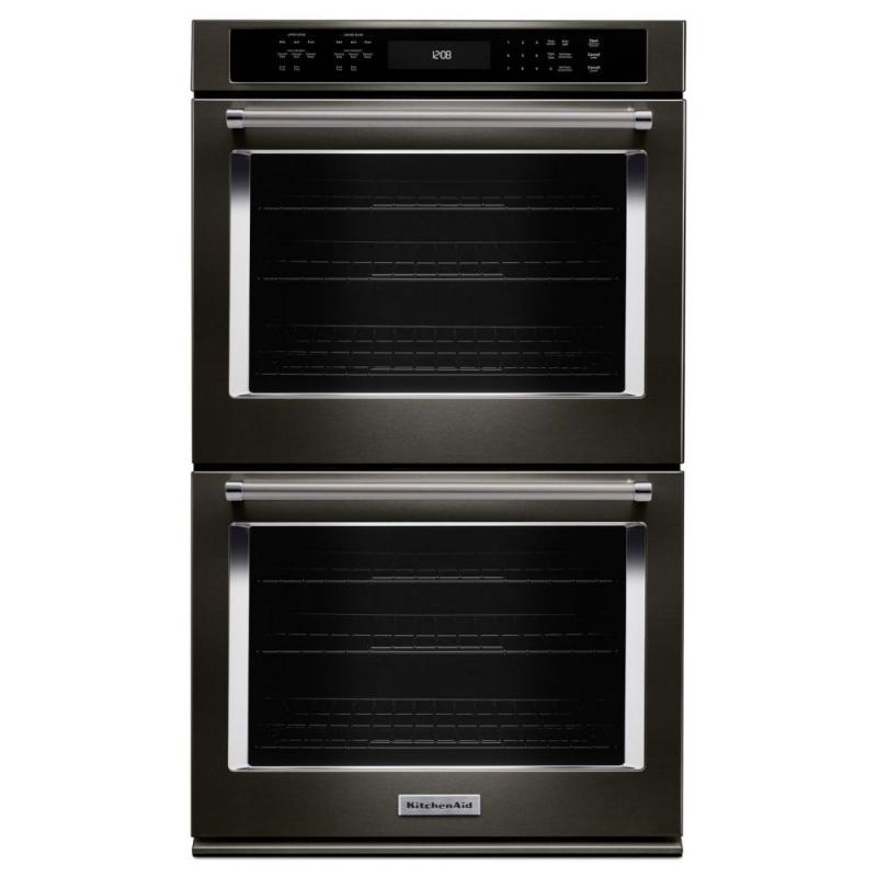 KitchenAid Black Stainless, 30" Double Wall Oven With Even-Heat True Convection