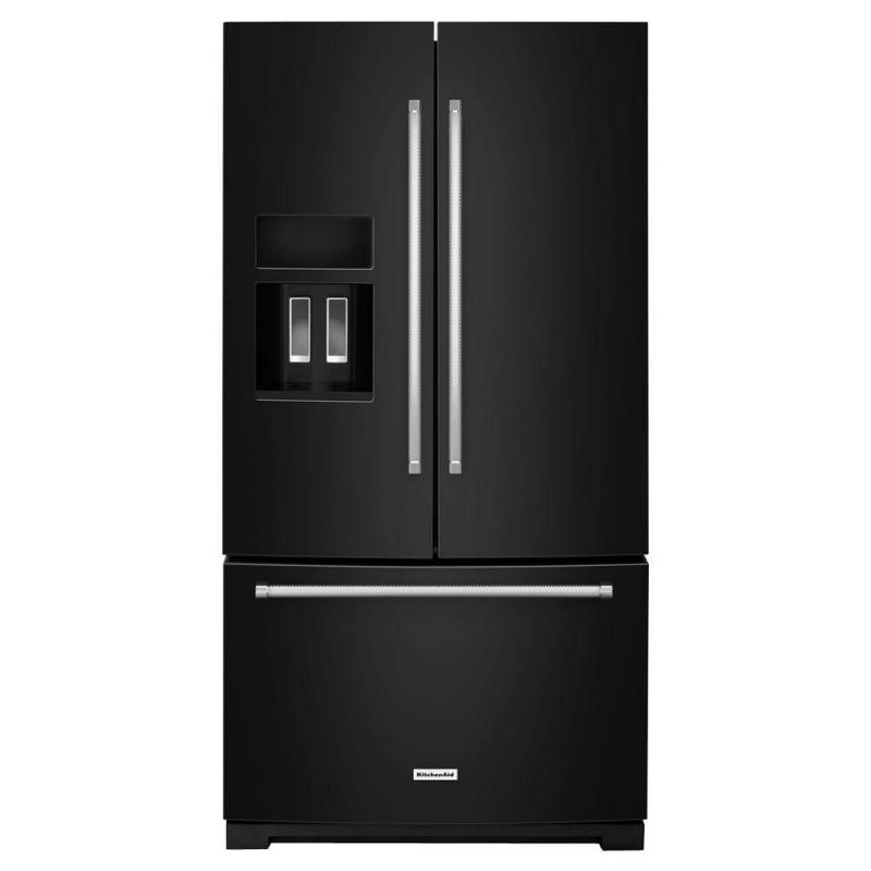 KitchenAid 26.8 cu. ft. Standard-Depth French Door Refrigerator with Exterior Ice and Water in Black