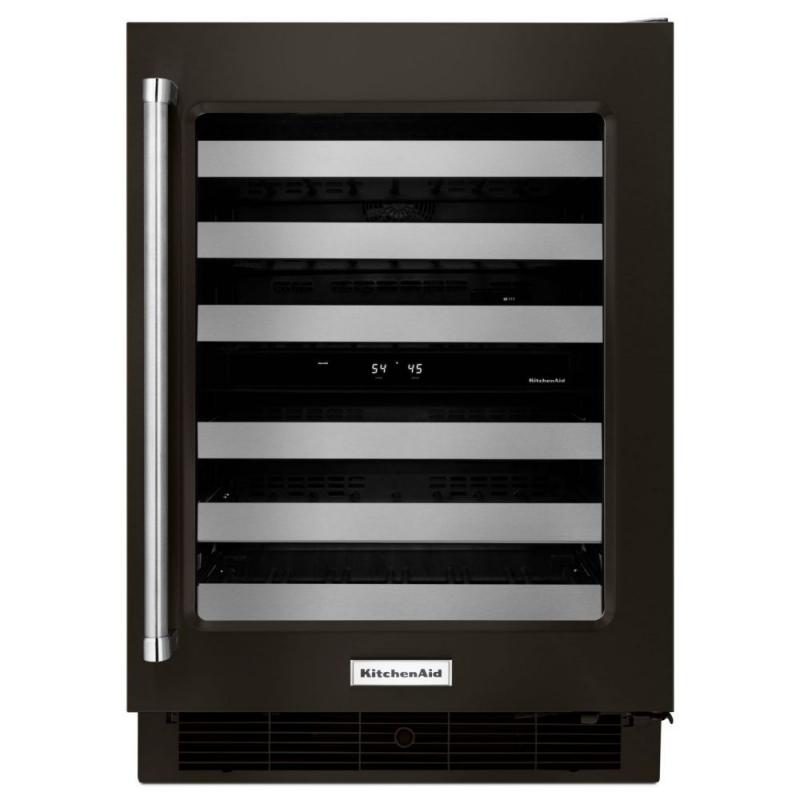 KitchenAid Black Stainless, 24" Wine Cellar With Glass Door And Metal-Front Racks