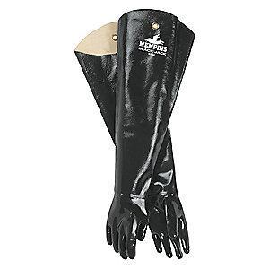 MCR Safety 31.00 mil Neoprene Chemical Resistant Gloves, Interlock Lining, Black, Size L