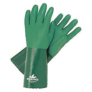 MCR Safety 11.00 mil Neoprene Chemical Resistant Gloves, Brushed Interlock Lining, Green, Size L