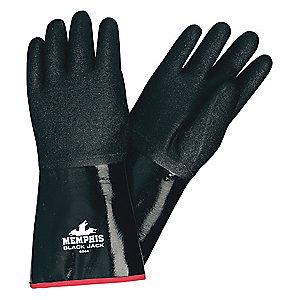 MCR Safety 70.00 mil Neoprene Chemical Resistant Gloves, Foam Lining, Black, Size L
