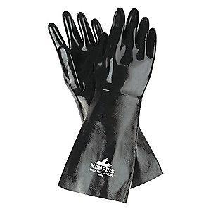 MCR Safety 31.00 mil Neoprene Chemical Resistant Gloves, Brushed Interlock Lining, Black, Size L