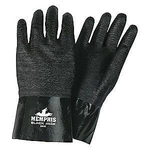 MCR Safety 70.00 mil Neoprene Chemical Resistant Gloves, Interlock Lining, Black, Size L