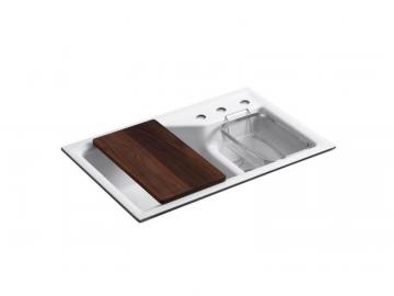 Kohler Indio Undercounter Double Offset Basin Kitchen Sink With Three-Hole Faucet Drilling