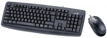 Genius KM-130 Wired USB Keyboard & Mouse Deskset, Black