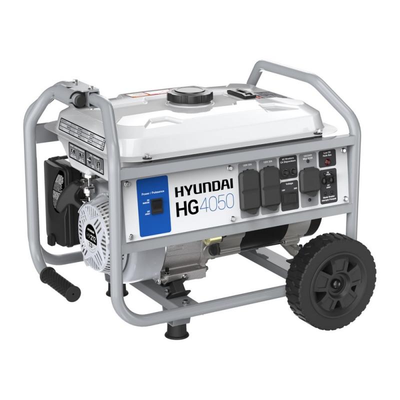 Hyundai 4,050 Watt Gas Powered Portable Generator With Wheel Kit