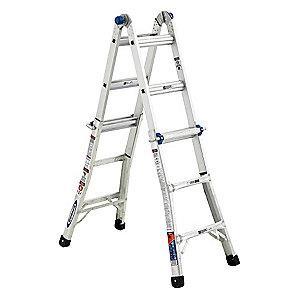 Werner Aluminum Multipurpose Ladder, 11 ft. Extended Ladder Height, 300 lb. Load Capacity