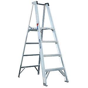 Werner Aluminum Platform Stepladder, 6 ft. Ladder Height, 4 ft. Platform Height, 300 lb.