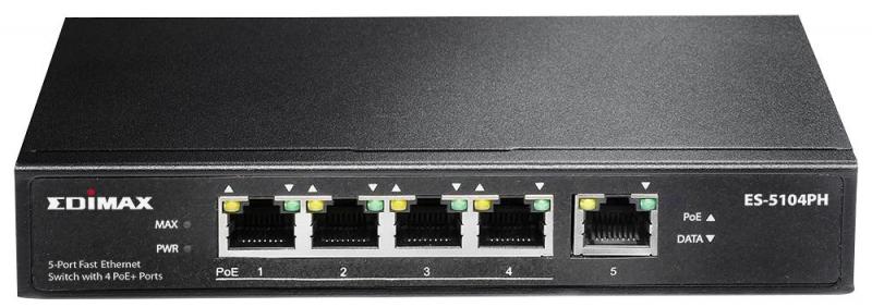 Edimax 5 Port Fast Ethernet Switch with 4 PoE+ Ports