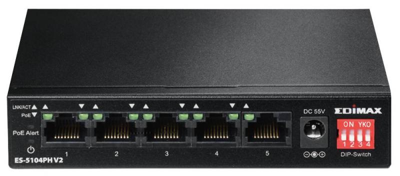 Edimax 5 Port Fast Ethernet Switch with 4 PoE+ Ports & DIP Switch