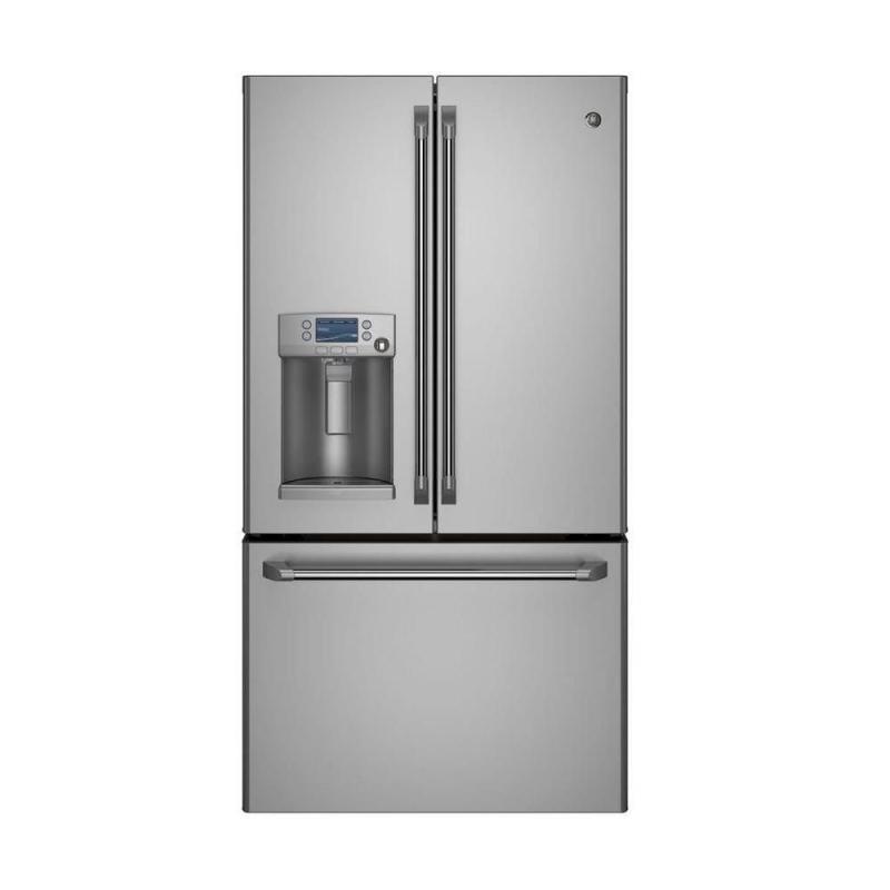 GE 22.1 cu. ft. Bottom-Mount French Door Refrigerator with Ice and Water in Stainless Steel