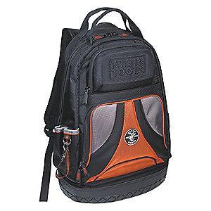 Klein 39-Pocket Polyester Electricians Tool Backpack, 20"H x 14-1/2"W x 7-1/4"D, Black