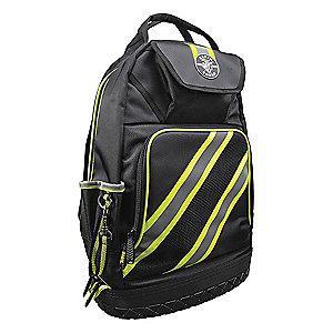 Klein 39-Pocket Polyester General Purpose Tool Backpack, 20"H x 7"W x 14-3/8"D, Black