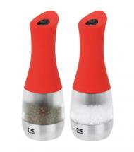 Kalorik Contempo Stainless Steel and Red Electric Salt and Pepper Grinder Set