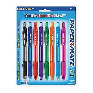 Paper Mate Retractable Bold-Point Ballpoint Pen, 1.4 mm, Assorted