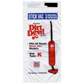Hoover Dirt Devil Style "K" Stick Vacuum Bags, 3-Pack