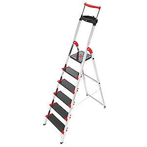 Hailo Aluminum Platform Stepladder, 6 ft. 1" Ladder Height, 4 ft. Platform Height, 330 lb.