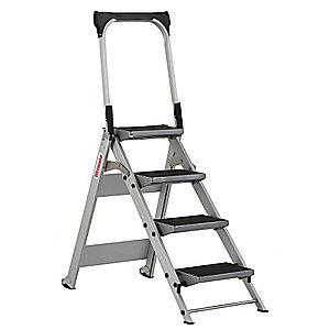 Westward Aluminum Folding Step, 36" Overall Height, 300 lb. Load Capacity, Steps: 4