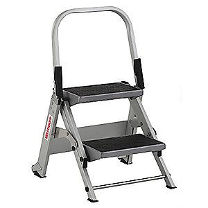 Westward Aluminum Folding Step, 18" Overall Height, 300 lb. Load Capacity, Steps: 2