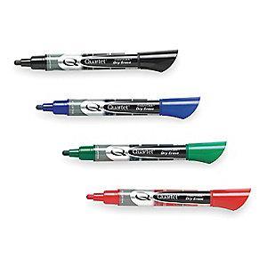 Quartet Bullet-Tip Dry Erase Marker Set, Black, Blue, Green, Red, 4 PK