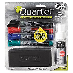 Quartet Chisel-Tip Dry Erase Marker Set, Blue, Black, Green, Red, 4 PK