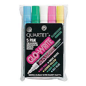 Quartet Bullet-Tip Dry Erase Marker Set, White, Green, Pink, Yellow, Blue, 5 PK